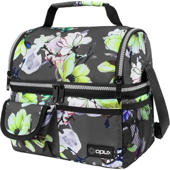 Lunch Bag Women Insulated, Adult Lunch Box Cooler, Flower Lunch Box, Dual - Picture 7 of 7